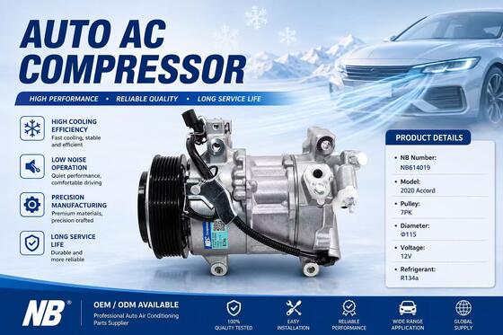 Compressore Aria Condizionata Auto NB614019 Per Honda Accord 1.5T CV1 2018-2020, 38810-6A0-A01 38810-6A1-H01, 7PK 115mm 12V Pompa A/C